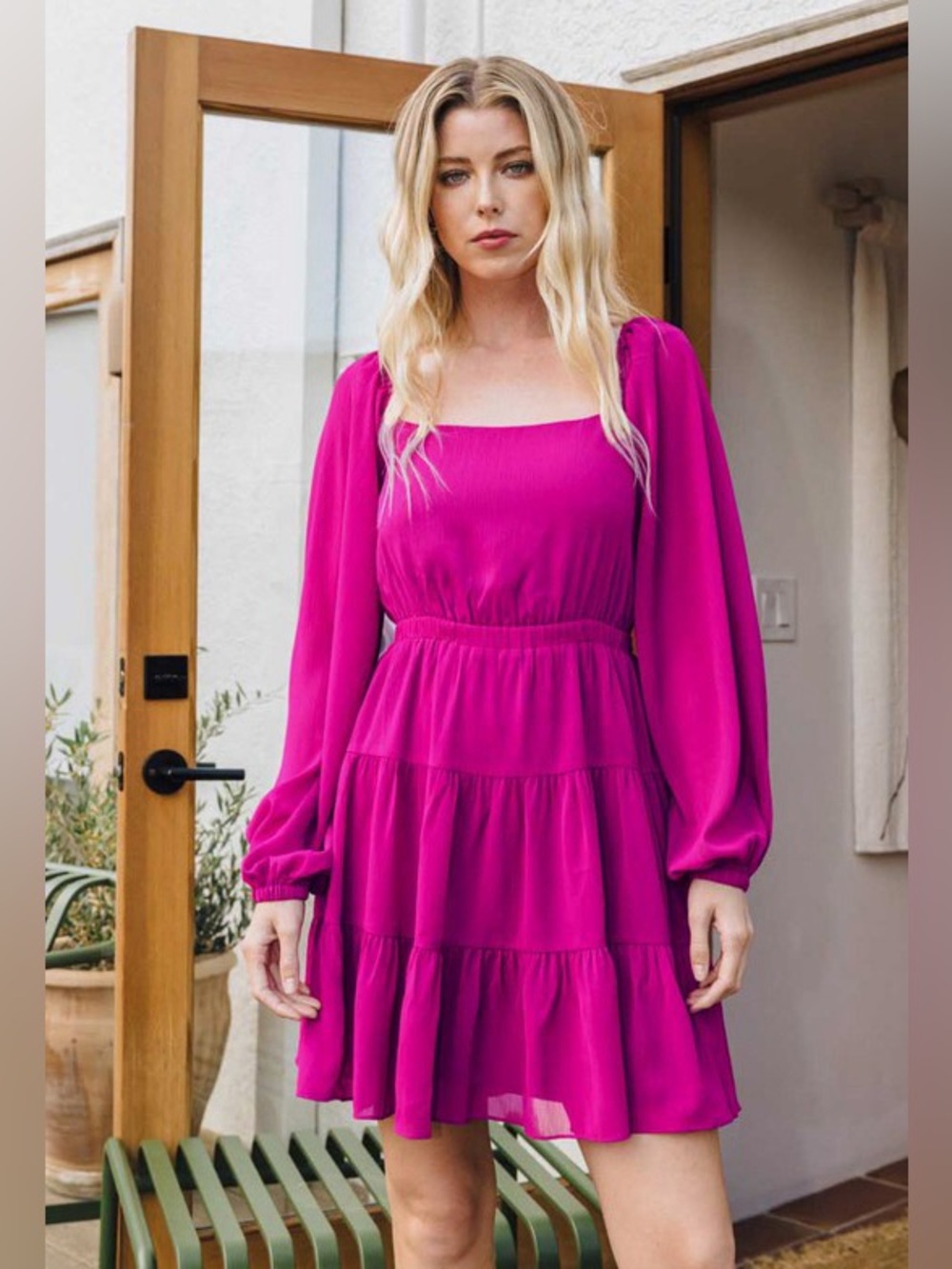 Oddi NEW Pink Tiered Ruffle Babydoll Long Sleeve Mini Dress Coquette Size 2XL